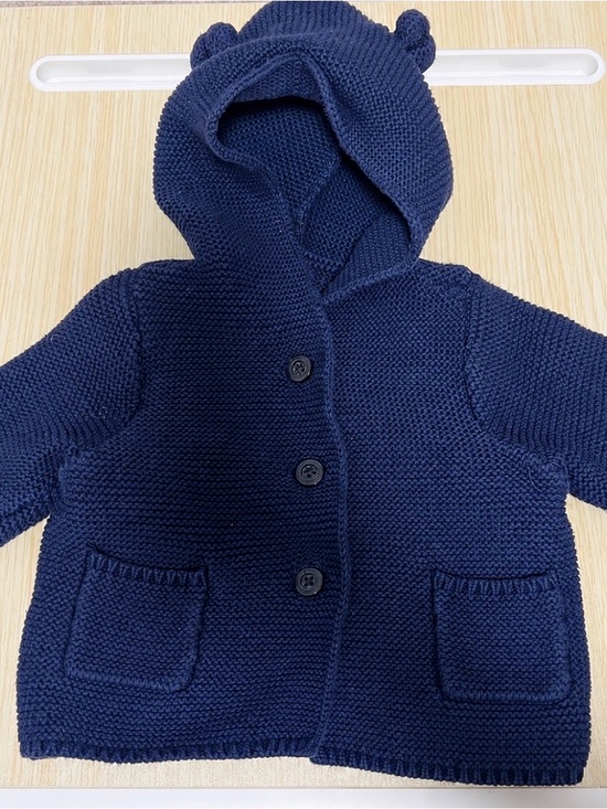 GAP Other - Baby Gap Navy Bear Ear Hooded Knit Cardigan 3-6M
